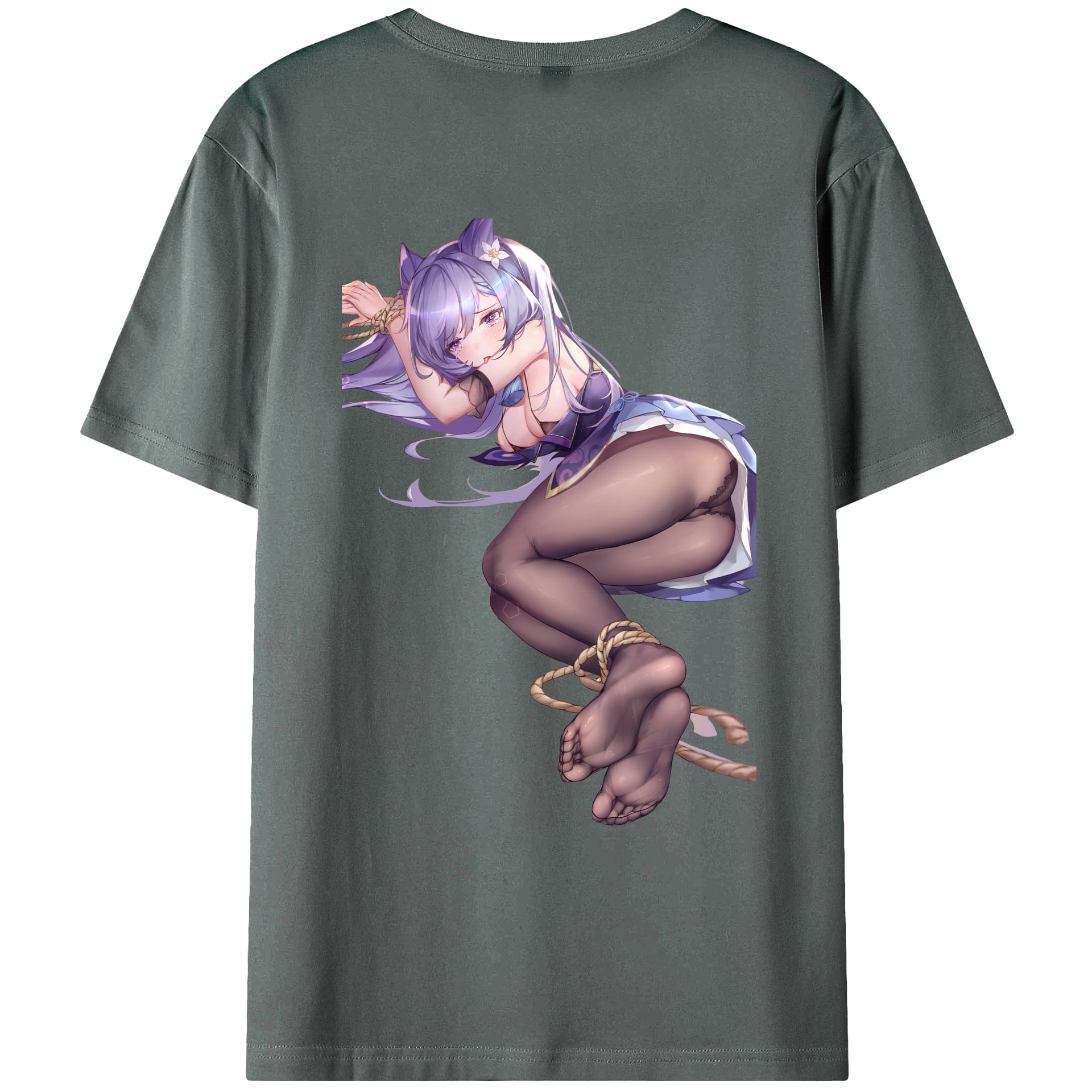 げんし神 刻晴 こくせい genshin Kokusei 綿100％ メンズ半袖Tシャツ（バックプリント） 通気性